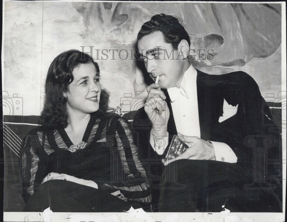 1937 Press Photo Gloria Baker Society Girl & Pat Cicco at Ball at Ambassador Hot - Historic Images