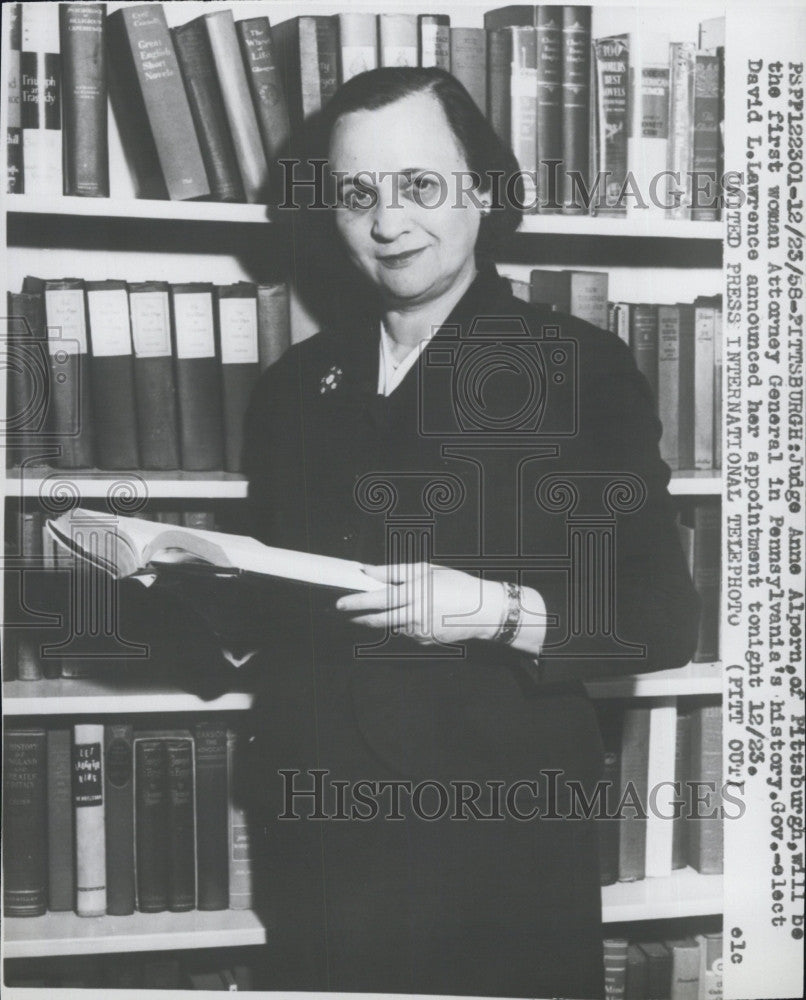 1968 Press Photo Judge Anne Alpern 1st Woman Attorney General Pennsylvania - Historic Images