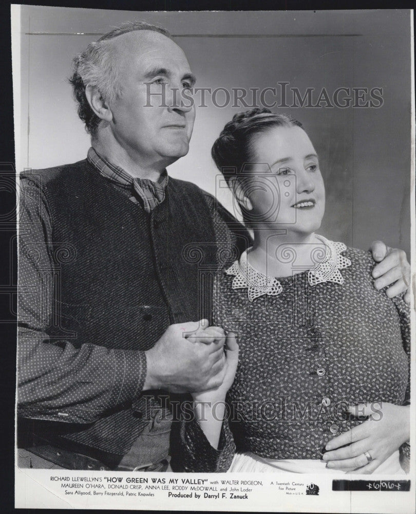 1942 Press Photo Maureen O&#39;Hara &amp; Donald Crisp in &quot;How Green was my Valley&quot; - Historic Images