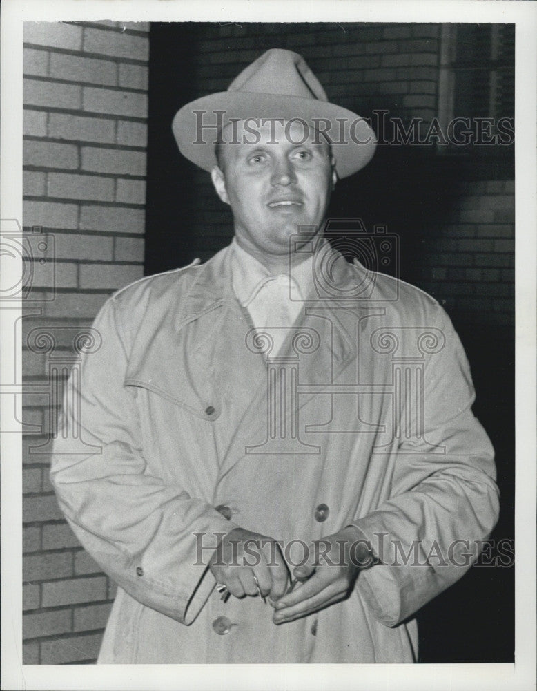 1955 Press Photo Raymond Miller Arrested in Connection with Shooting of Woman - Historic Images