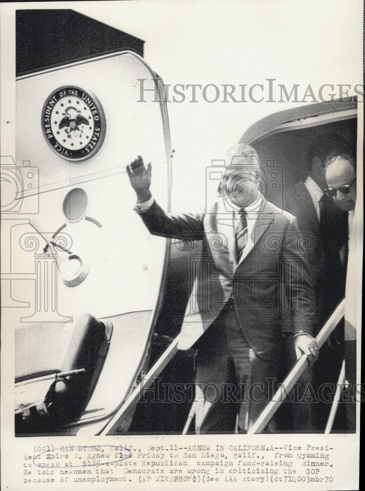 1970 Press Photo Vice President Spiro T Agnew Republican Campaign fund raising - Historic Images