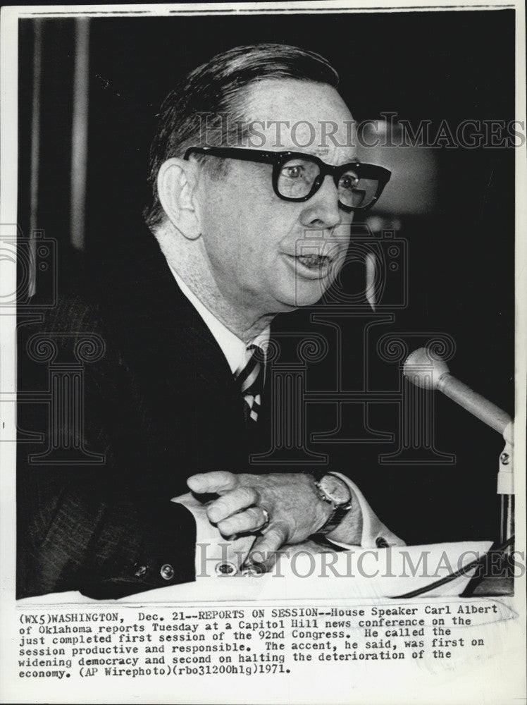 1971 Press Photo House Speaker Carl Albert at News Conference - Historic Images