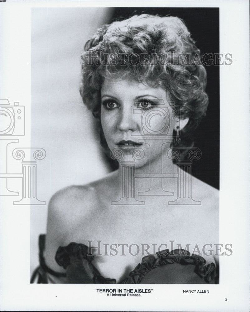 1984 Press Photo Actress, Nancy Allen  in &quot;Terror in the Aisles&quot; - Historic Images