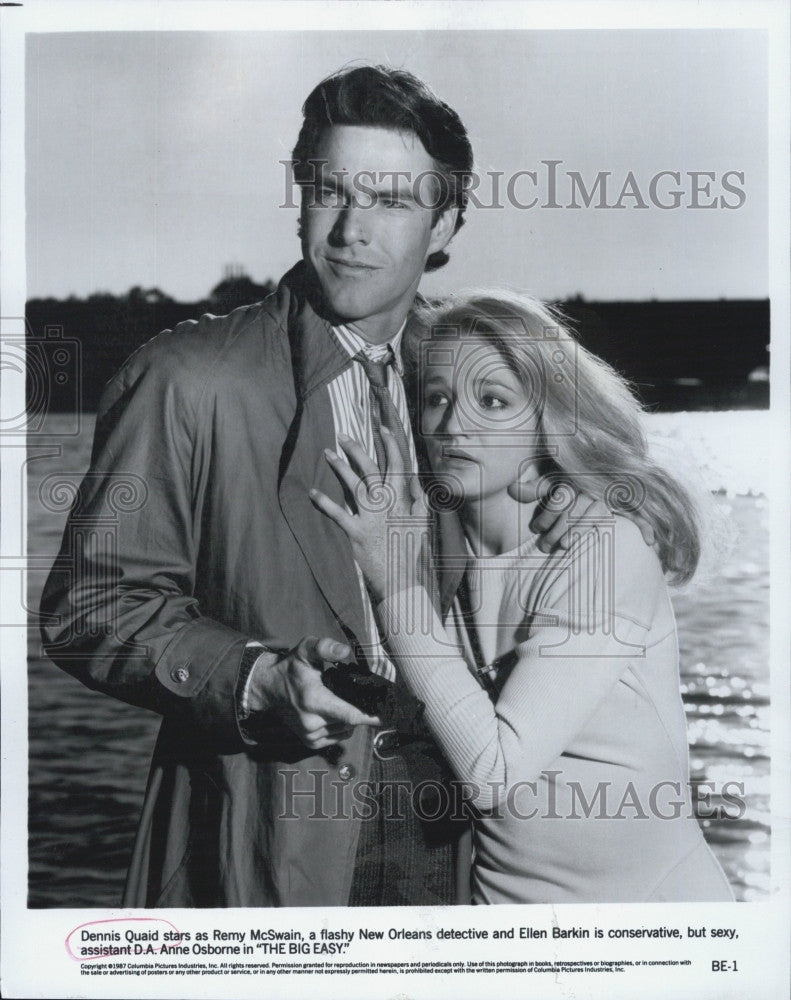 1987 Press Photo Dennis Quaid Ellen Barkin Actors Big Easy - Historic Images