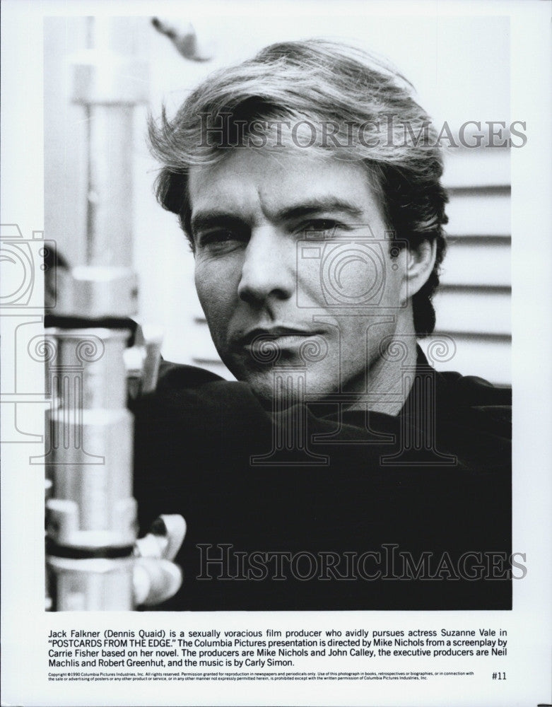 1990 Press Photo Dennis Quaid Actor Postcards From Edge - Historic Images