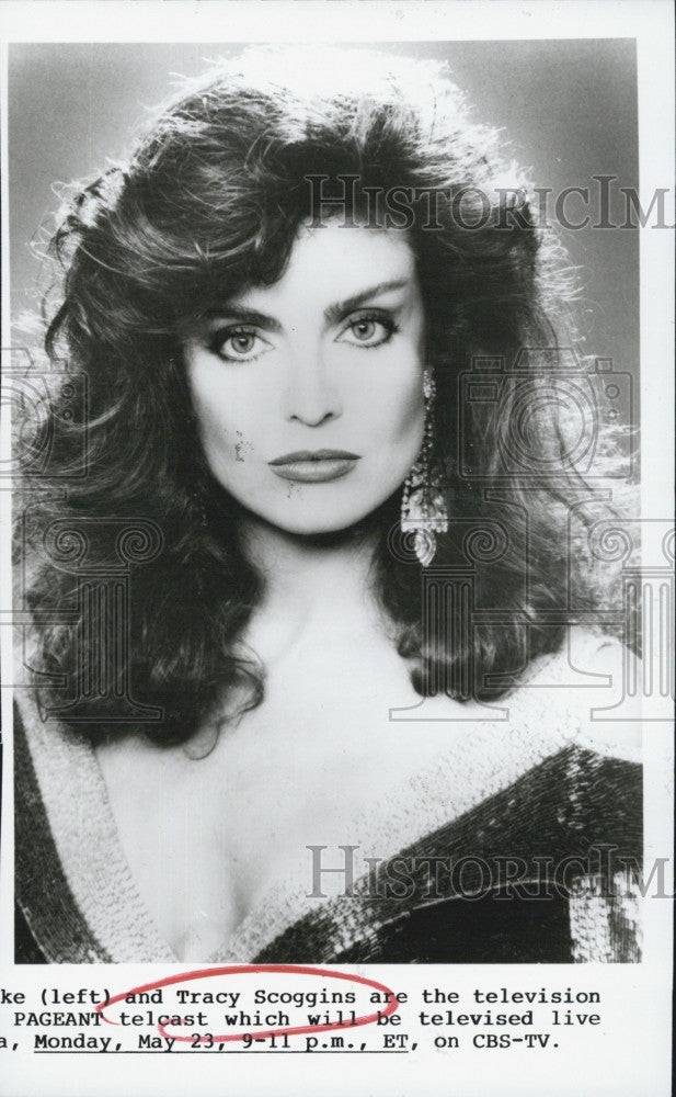 1988 Press Photo Actress TV Host Tracy Scoggins 37th Annual Miss USA Pageant - Historic Images