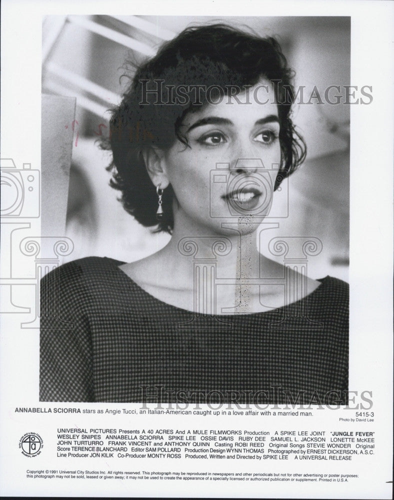 1991 Press Photo Annabella Sciorra stars in the movie &quot;Jungle Fever&quot; - Historic Images