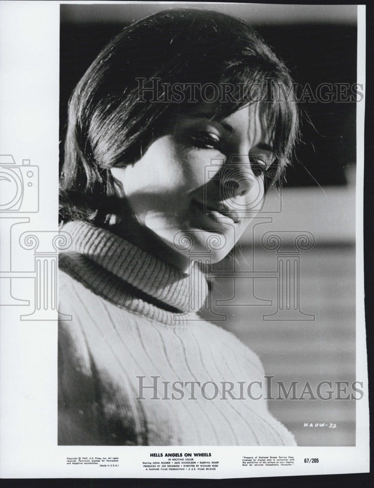 1967 Press Photo Sabrina Scharf stars in the movie &quot;Hells Angels on Wheels&quot; - Historic Images