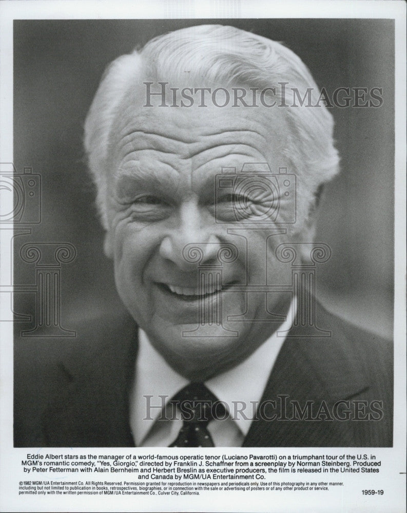 1982 Press Photo Singer Actor Eddie Albert MGM Film Yes, Giorgio - Historic Images