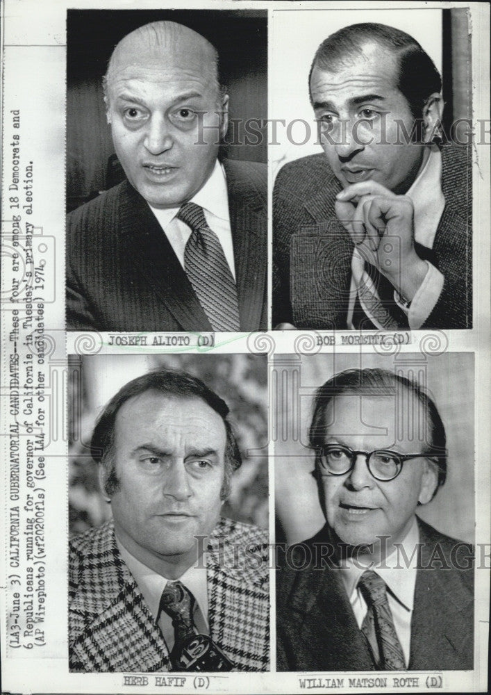 1966 Press Photo California Governor Candidates Joseph Alitoto Bob Moretti - Historic Images