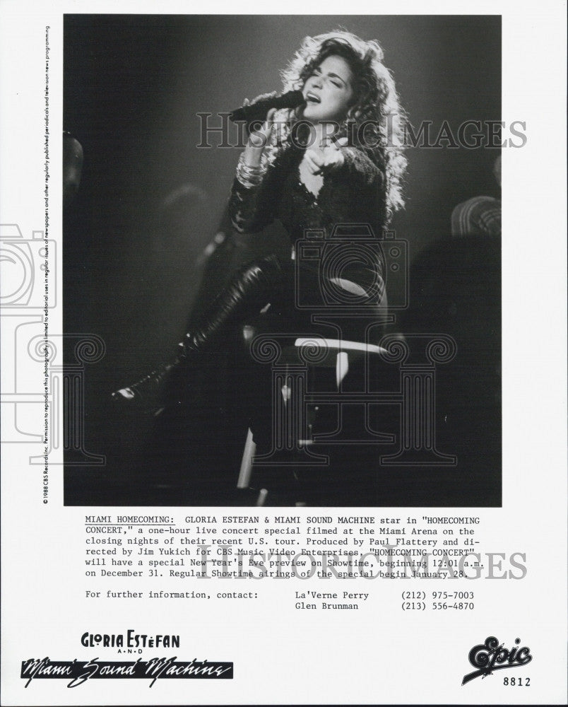1988 Press Photo Musician Gloria Estefan and the Miami Sound Machine Epic Record - Historic Images