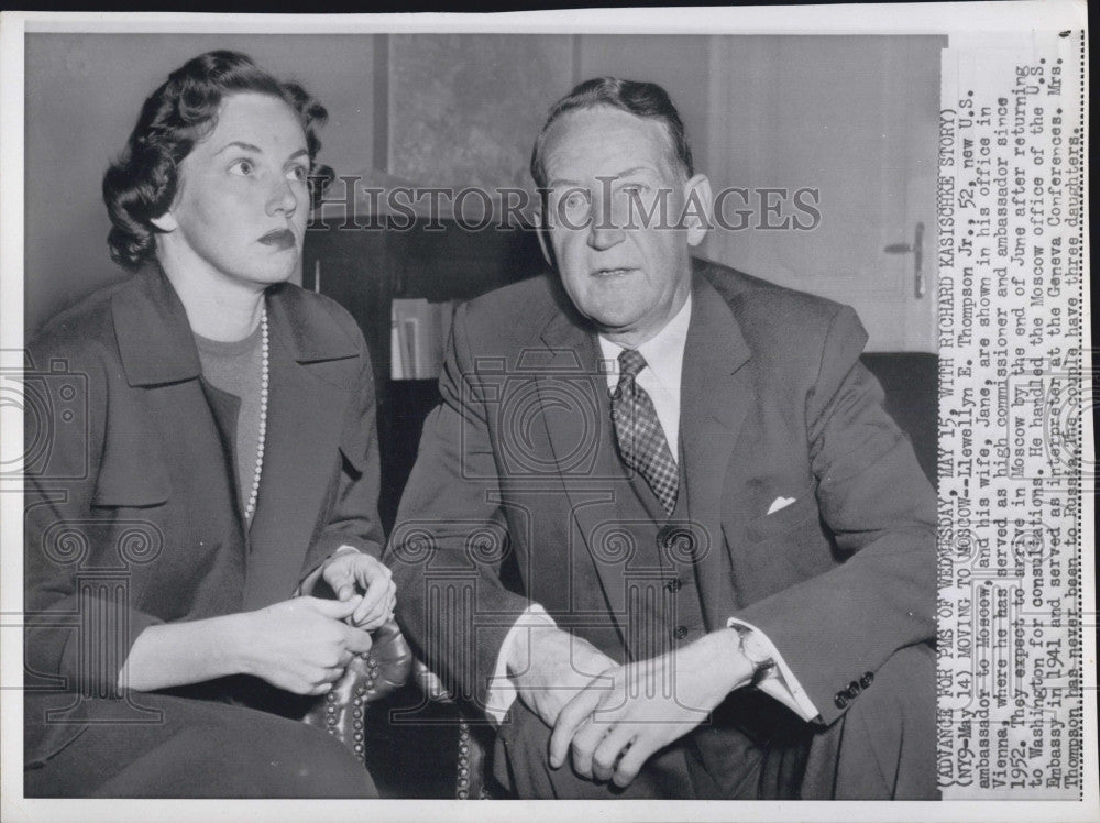 Press Photo Llewellyn Thompson Jr., new US ambassador to Moscow &amp; wife Jane - Historic Images