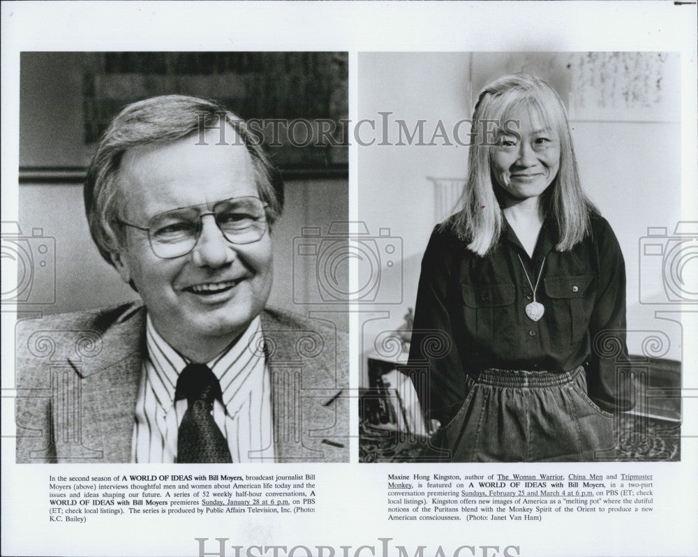 1993 Press Photo Bill Meyer,Broadcast Journalit(L) Maxine Hong Kinsgton, Author. - Historic Images