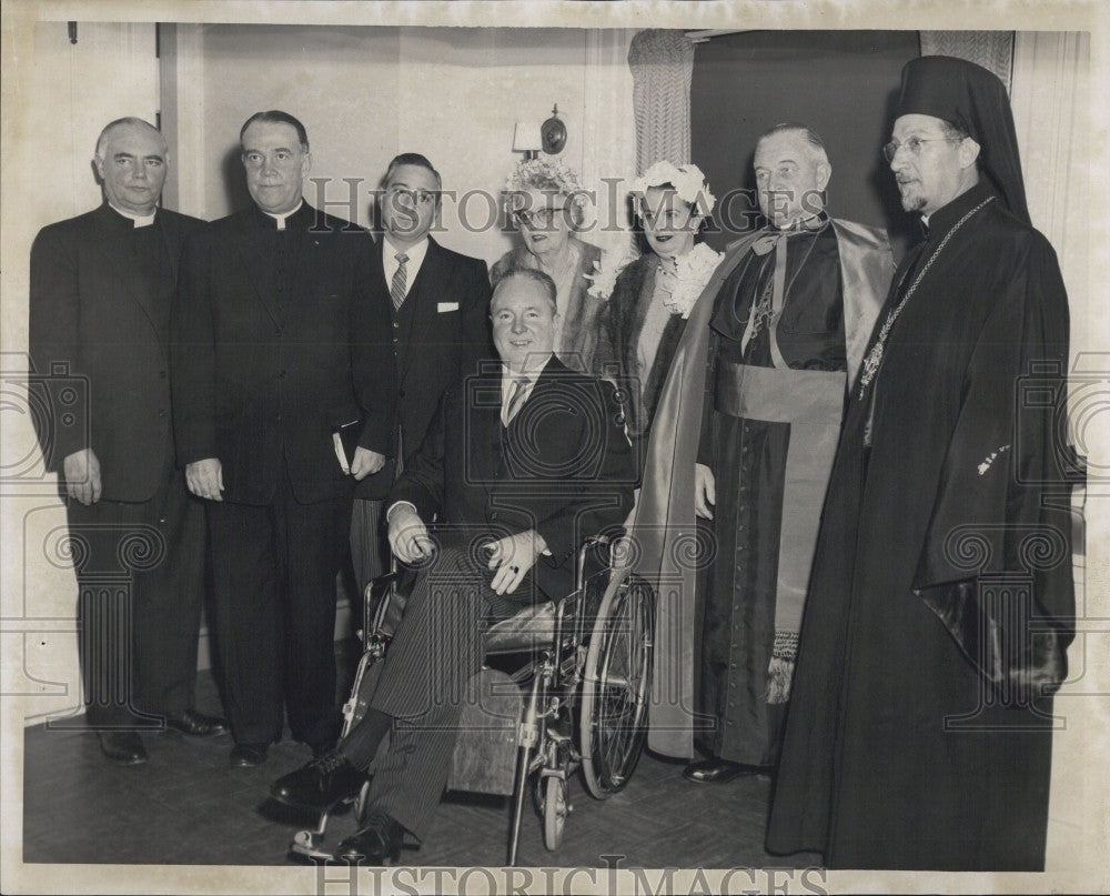 1960 Press Photo Boston Mayor John Collins Inauguration Mother Wife Clergy - Historic Images
