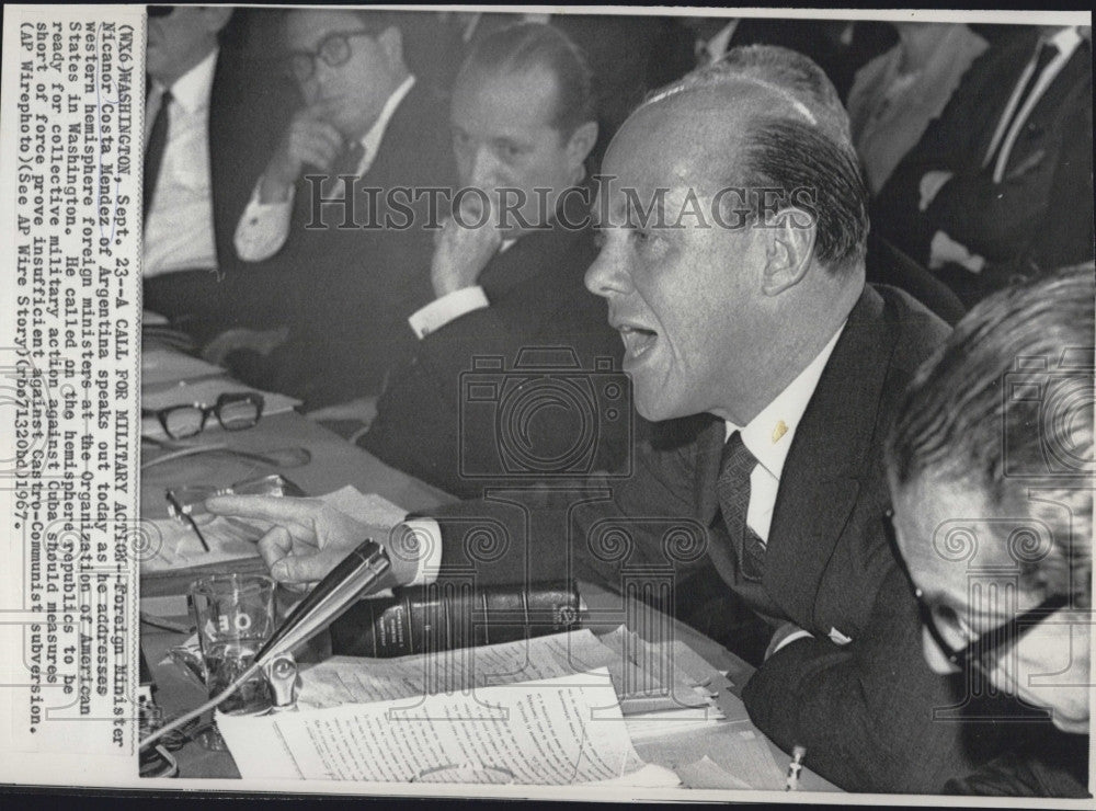 1967 Press Photo Argentine Foreign Minister Nicanor Costa Mendez at OAS summit - Historic Images