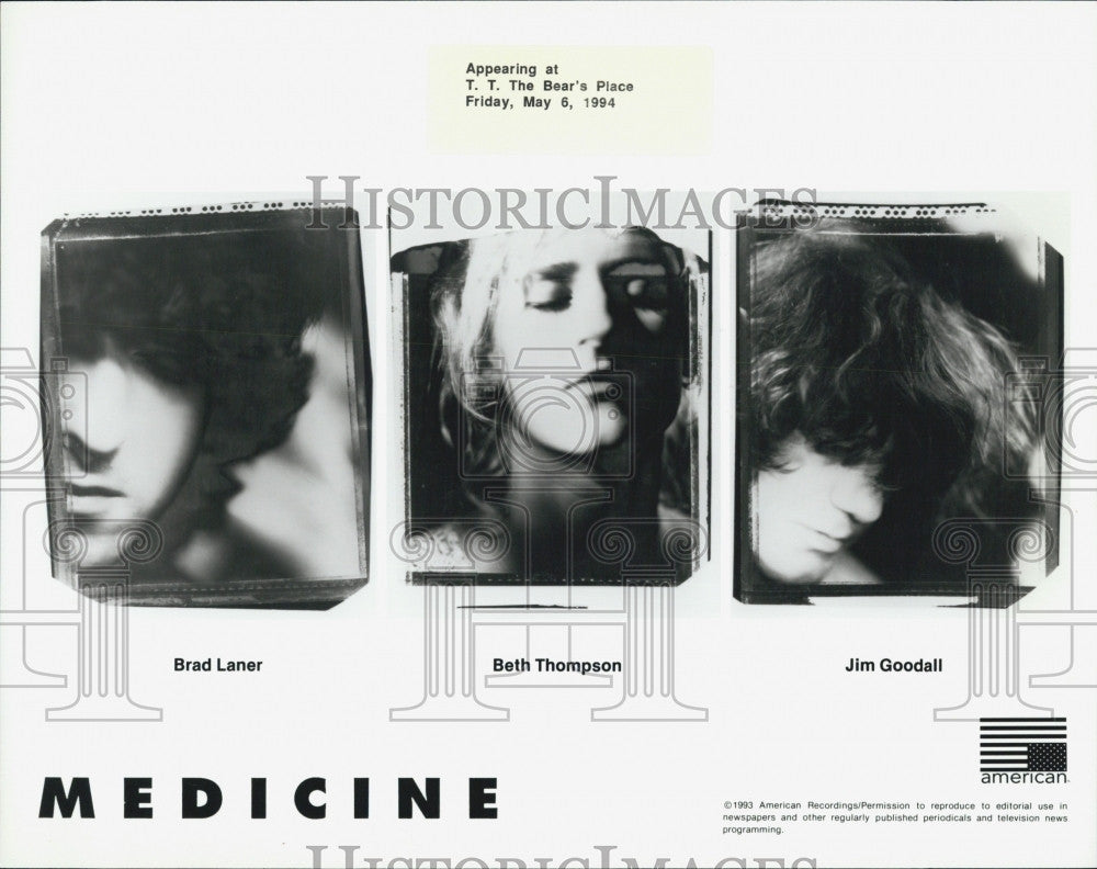 1993 Press Photo Band, Medicine,B Laner,B Thompson,J Goodall - Historic Images