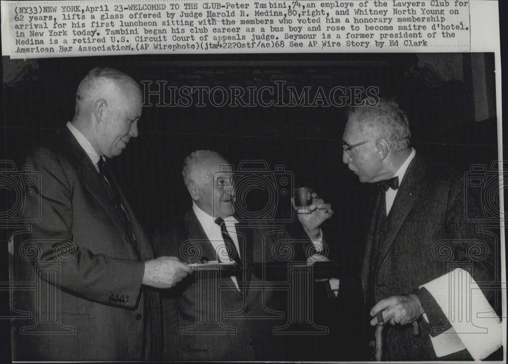 1968 Press Photo Peter Tambini Judge Harold Medina Whitney North Young - Historic Images