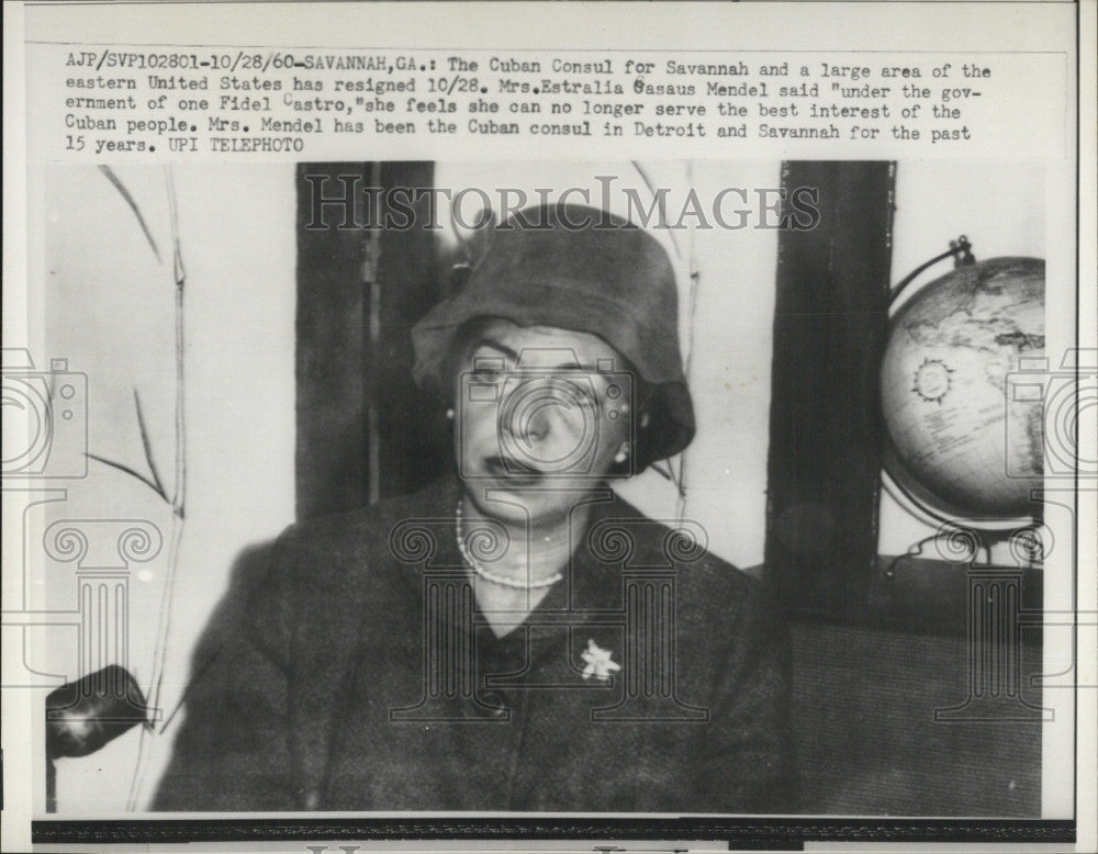 1960 Press Photo Mrs Estralia Sasaus Mendel,Cuban consul - Historic Images