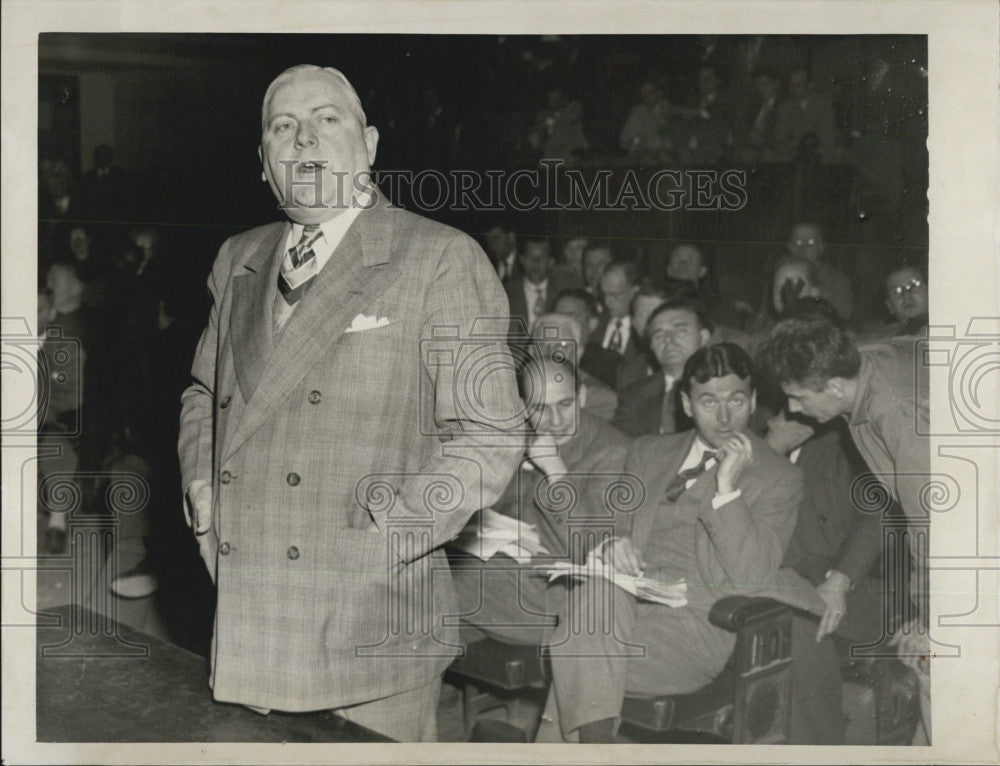 1950 Press Photo Mayor James P. Meehan of Lawrence speaks at State House - Historic Images