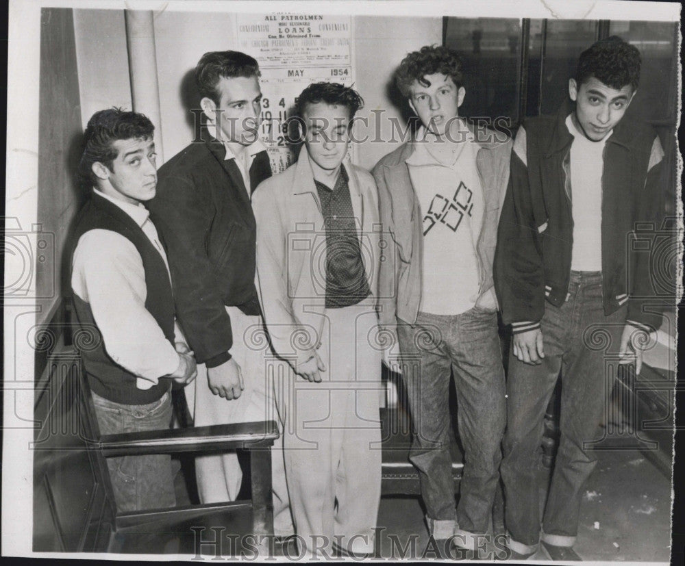 1954 Press Photo Criminals,J Geati,D Wilson,R Burnett,A Martin &amp;J Manzera - Historic Images