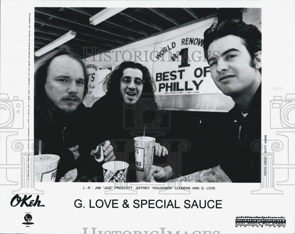 1995 Press Photo Musician G. Love &amp; Special Sauce,J Prescott,J Clemens,G Love - Historic Images