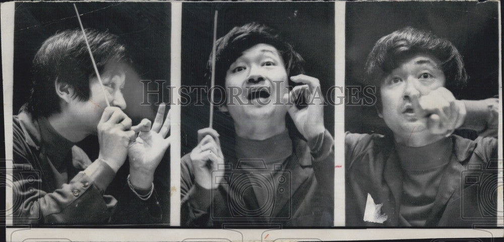 1968 Press Photo 3 Pics Boston Symphony Orch Conductor Seiji Ozawa - Historic Images