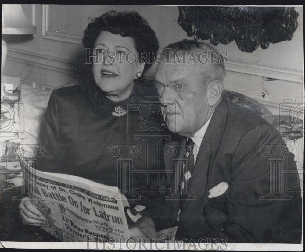 1945 Press Photo Hollywood Columnist Louella Parsons &amp; Husband Dr Harry Martin - Historic Images