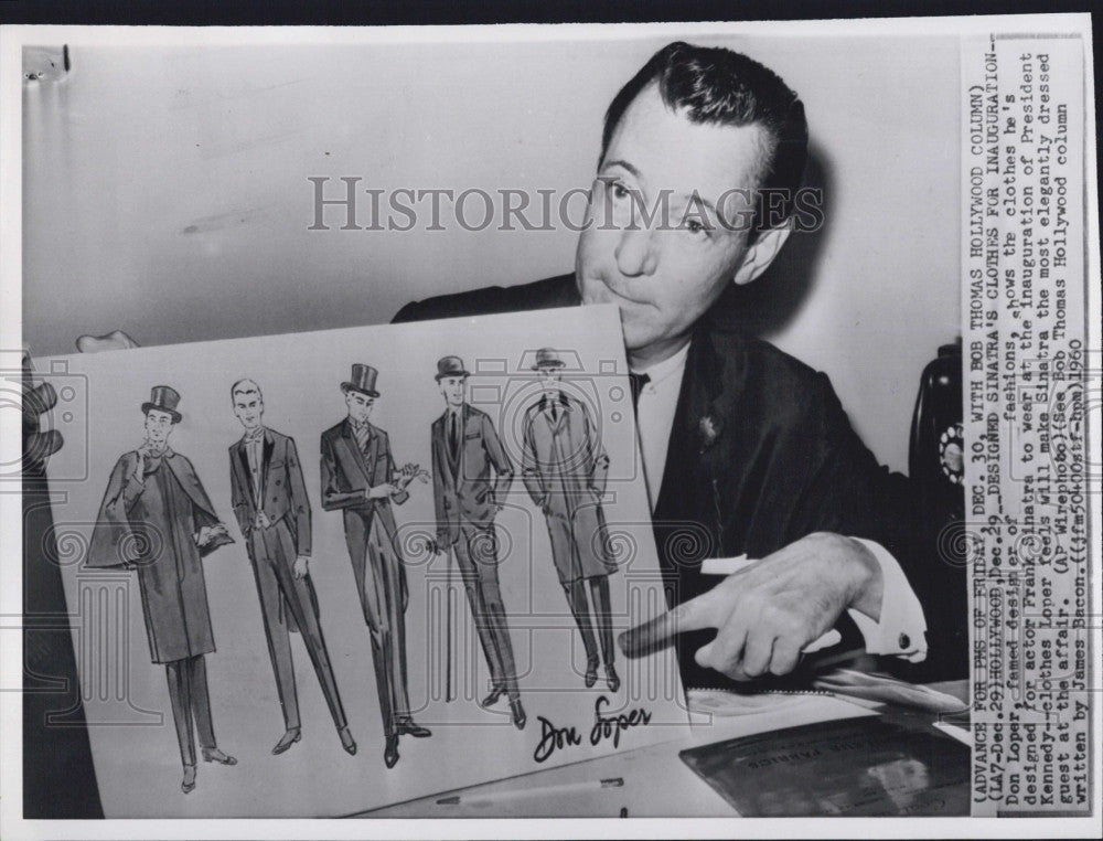 1960 Press Photo Don Loper, famed fashion designer designed clothes for Frank - Historic Images