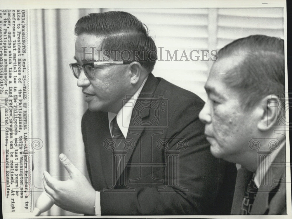 1972 Press Photo Alejandro Meichor Top Aide to Pres Marcos Of Philippines In DC - Historic Images