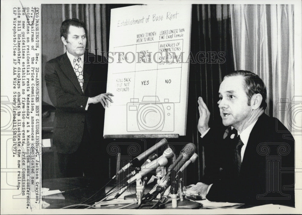 1971 Press Photo C.Jackson Grayson announced guidelines of residential rents. - Historic Images