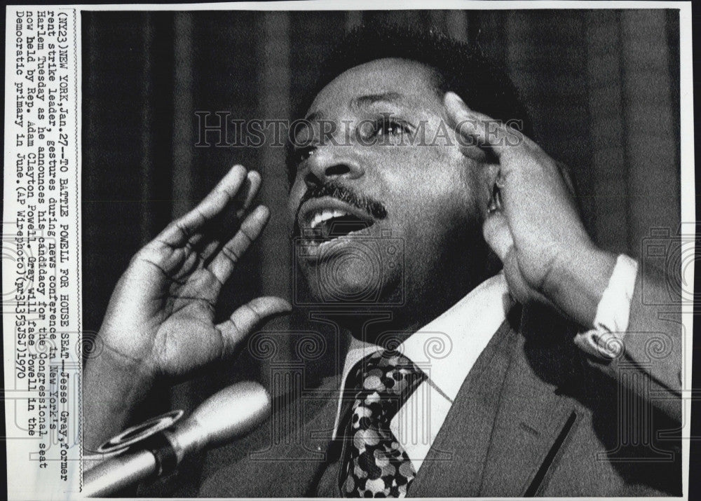 1970 Press Photo Jesse Gray Rent Strikes Democratic Congressional Candidate - Historic Images