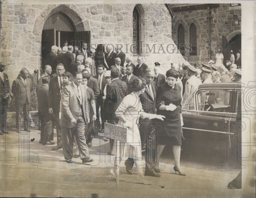 1966 Press Photo Funeral Scene Civil Rights People Outside Church - Historic Images