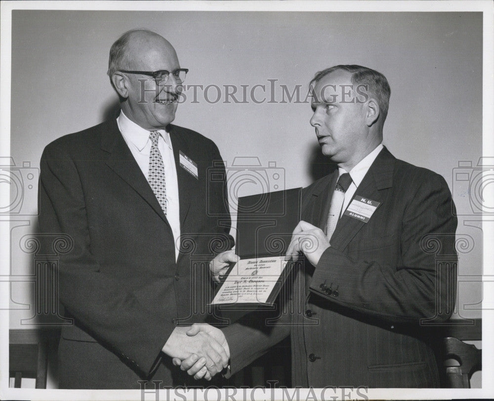 1957 Press Photo Earl Thomson Outstanding Alumnus Northeastern George Thompson - Historic Images