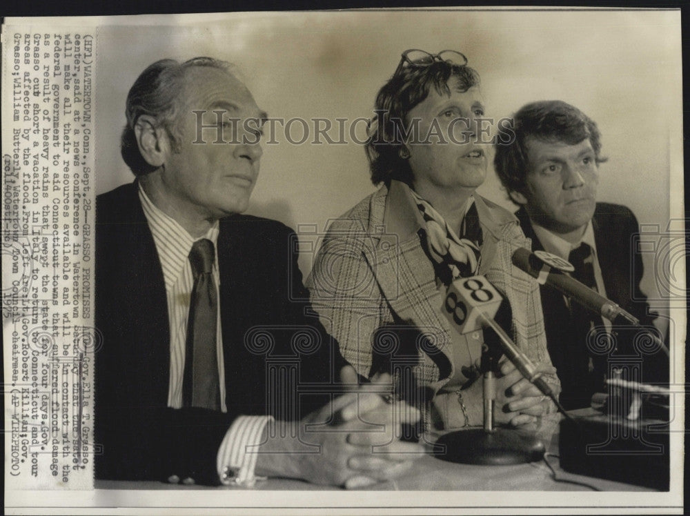 1975 Press Photo Gov Ella Grasso Said At News Conf That Gvt Will help Flood Area - Historic Images