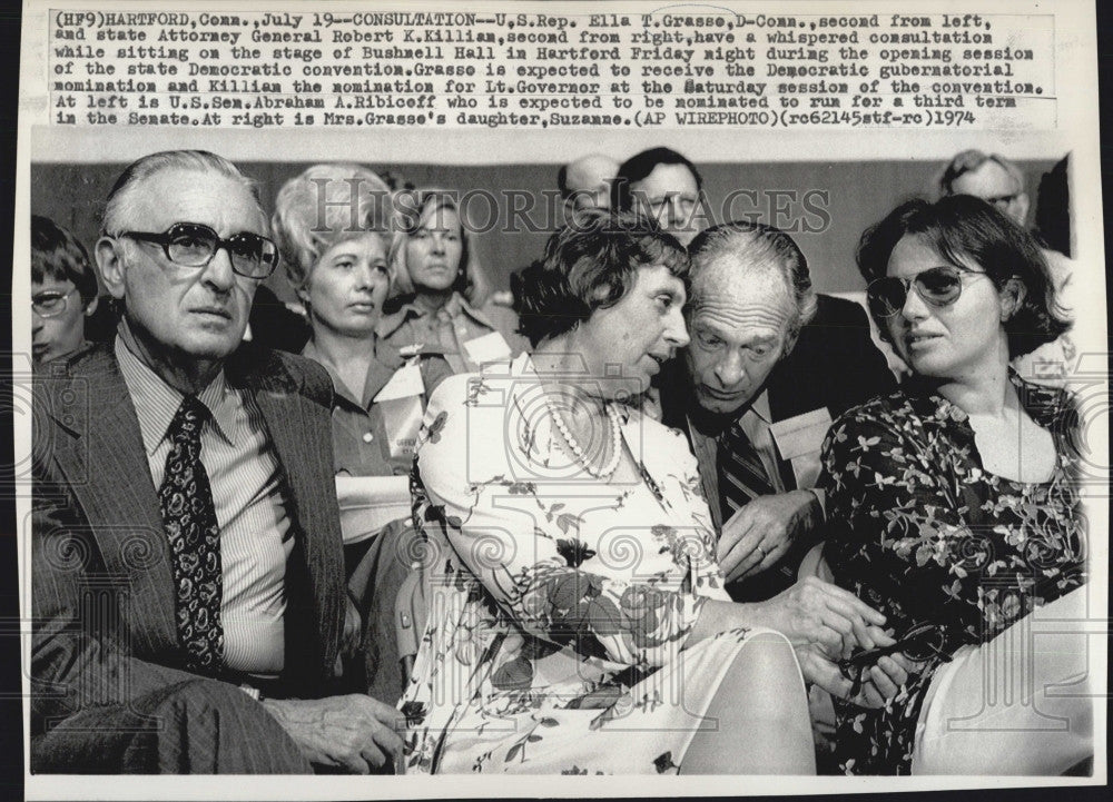 1974 Press Photo US Rep Ella T Grasso With State Atty Gen Robert Killian At - Historic Images