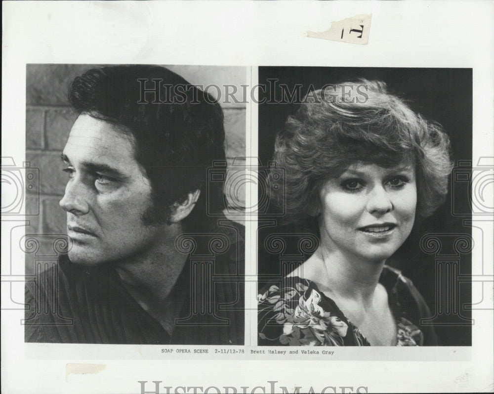 Press Photo Brett Halsey And Veleka Gray In Soap Opera Scene COPY 2 Pics - Historic Images