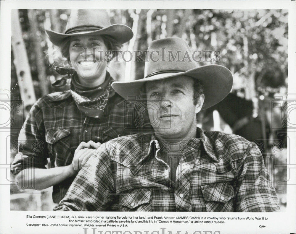 1978 Press Photo Film &quot;Comes a Horseman&quot; Jane Fonda James Caan - Historic Images