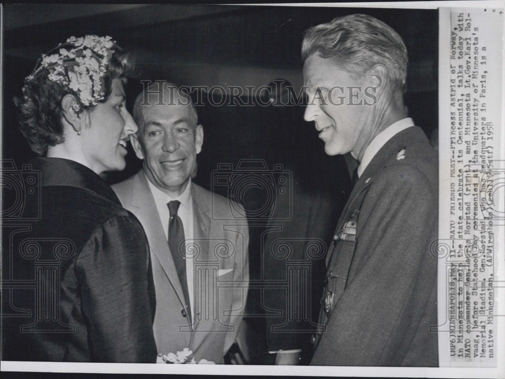 1958 Press Photo Princess Astrid of Norway state visit. - Historic Images