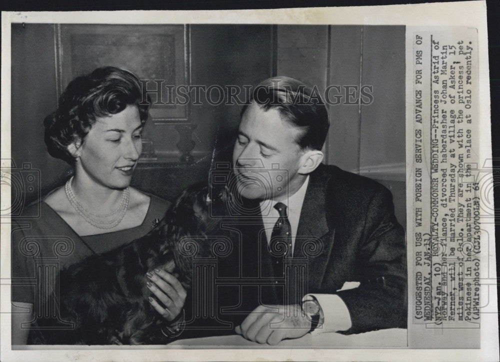 1961 Press Photo Princess astrid of Norway and fiance Johan Martin. - Historic Images