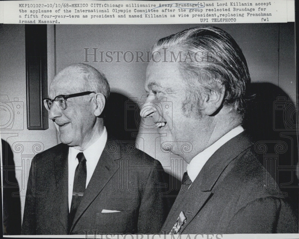 1968 Press Photo Chicago Millionaire Avery Brundage and Lord Killanin. - Historic Images