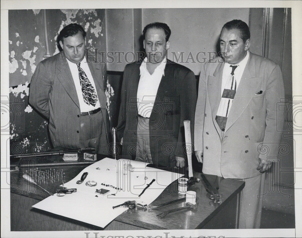 1948 Press Photo Three suspects in Lowe Gem Robbery William Ostrov, William - Historic Images