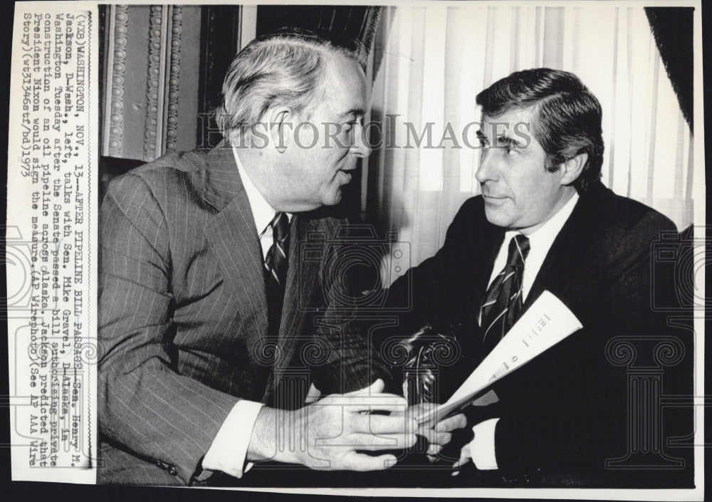 1973 Press Photo Sen Henry M Jackson &amp; Sen Mike Gravel - Historic Images