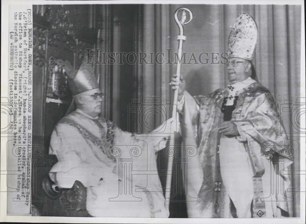 1960 Press Photo Archbishop Henry J O&#39;Brien &amp; Bishop VJ Hines - Historic Images