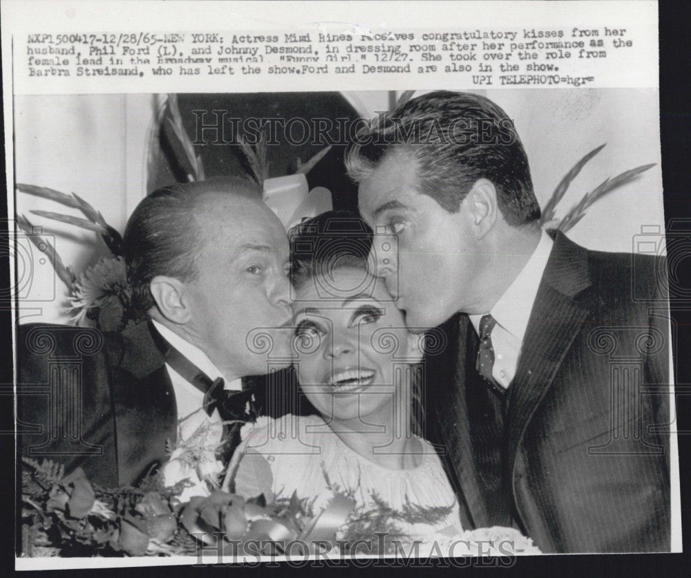 1965 Press Photo Actress Mimi Rines,husband Phil Ford &amp; Johnny  Desmond - Historic Images
