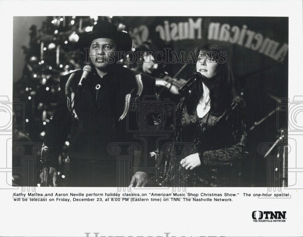 Press Photo Kathy Mattea Aaron Neville American Music Shop Christmas Show - Historic Images