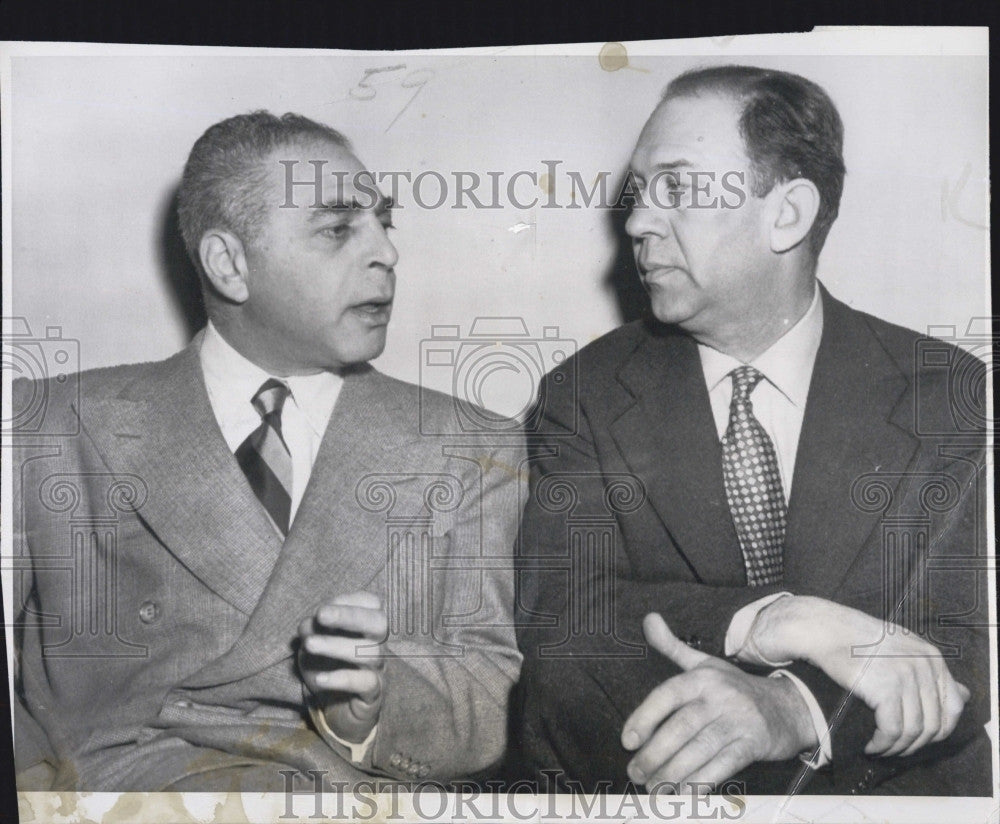 1949 Press Photo Steve Nelson, Communist Party Official, Emanuel Bloch, attorney - Historic Images