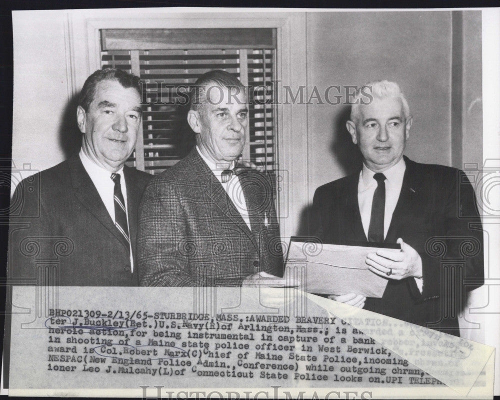 1965 Press Photo Sturbridge, Mass. Buckley Awarded Bravery Citation - Historic Images