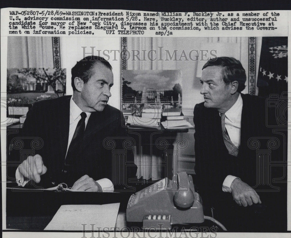 1969 Press Photo President Nixon Names William Buckley To Advisory Committee - Historic Images