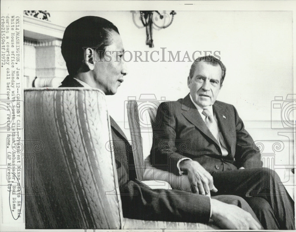 1972 Press Photo President Nixon and South Vietnam&#39;s Bui Diem, Ambassador - Historic Images