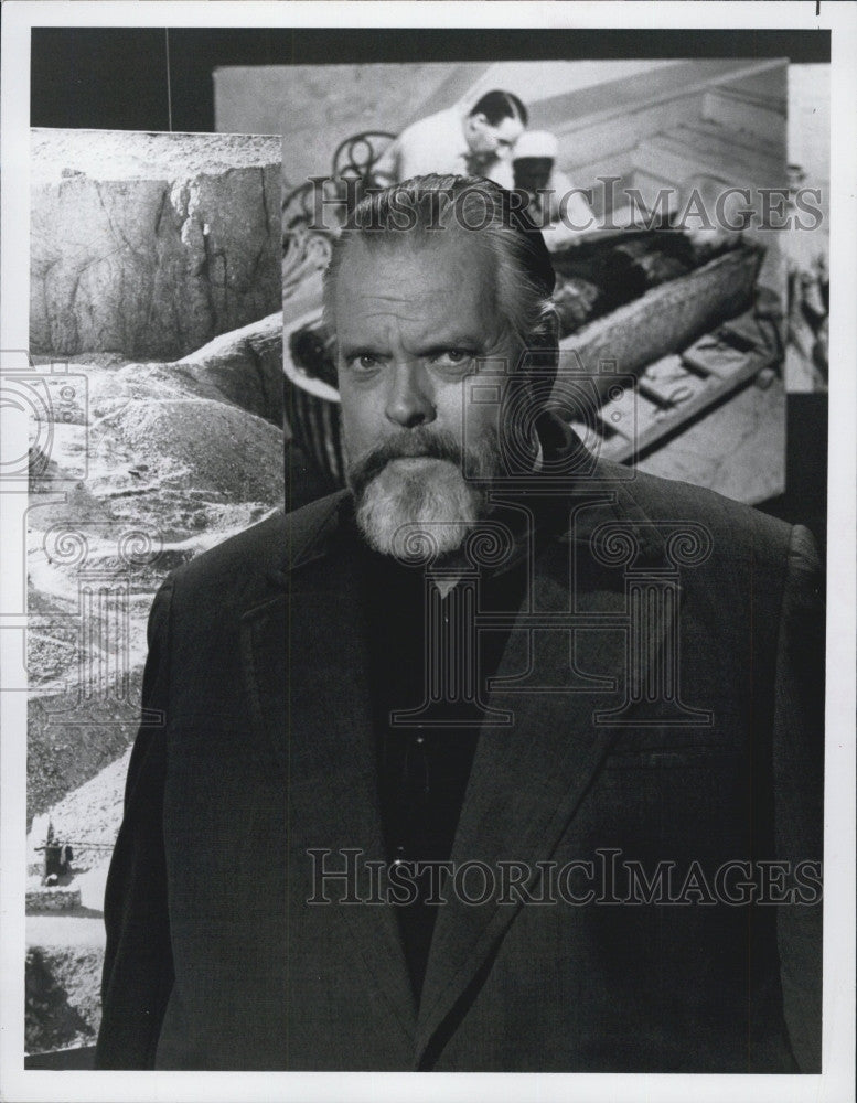 1977 Press Photo Orson welles narrates &quot;Tut: The Boy King&quot; - Historic Images